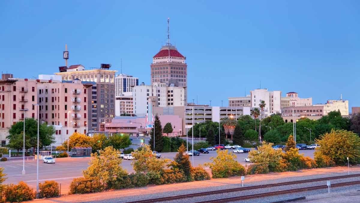 View of Fresno California from State Route 99