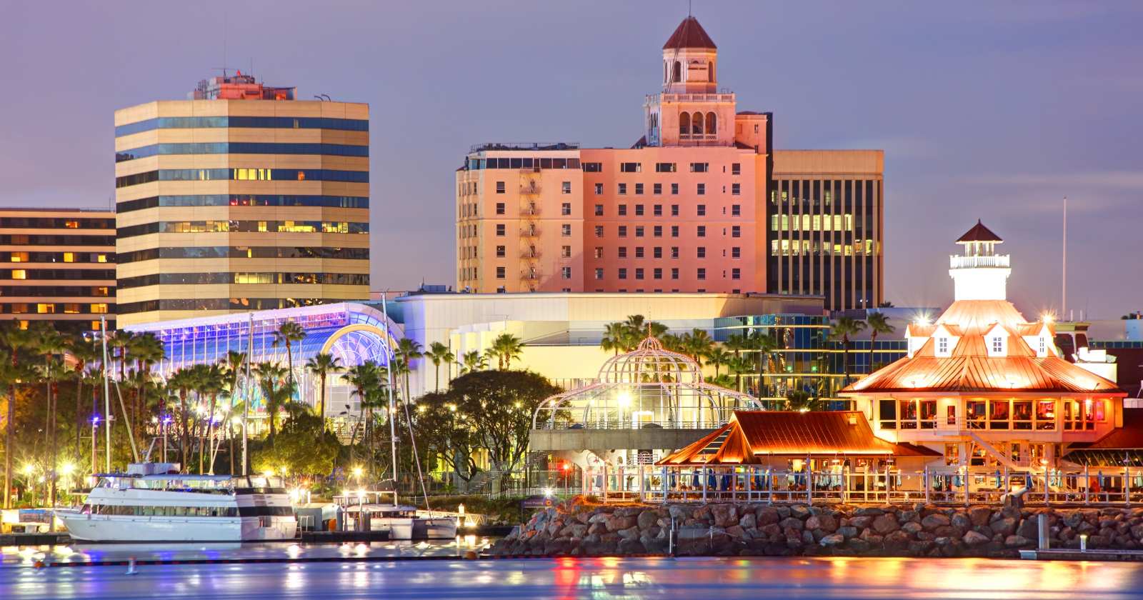 View of Long Beach Harbor and marina.