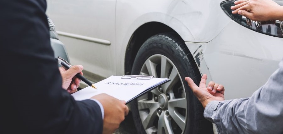 A vehicle that needs to be inspected for damage.